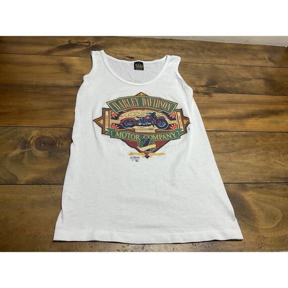 Vintage 1990 Harley Davidson 3D Emblem Tank Top Live To Ride Size Small - Picture 1 of 10